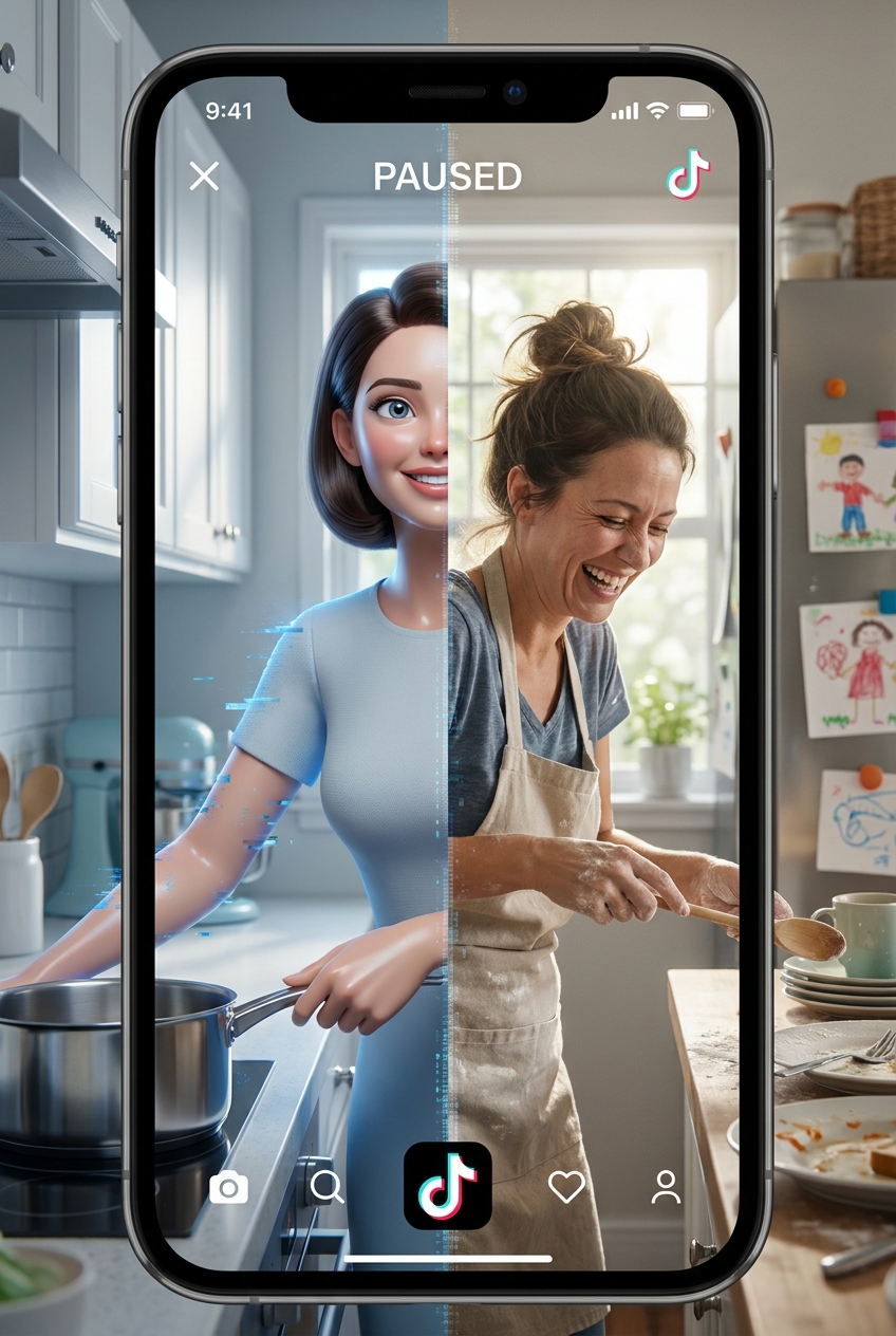 This ‘AI Mom vs Real Mom’ Kitchen Showdown Video Just Exposed How Weird The Future Feels